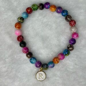 Handmade Multicolor Beaded Bracelet with Gold Charm